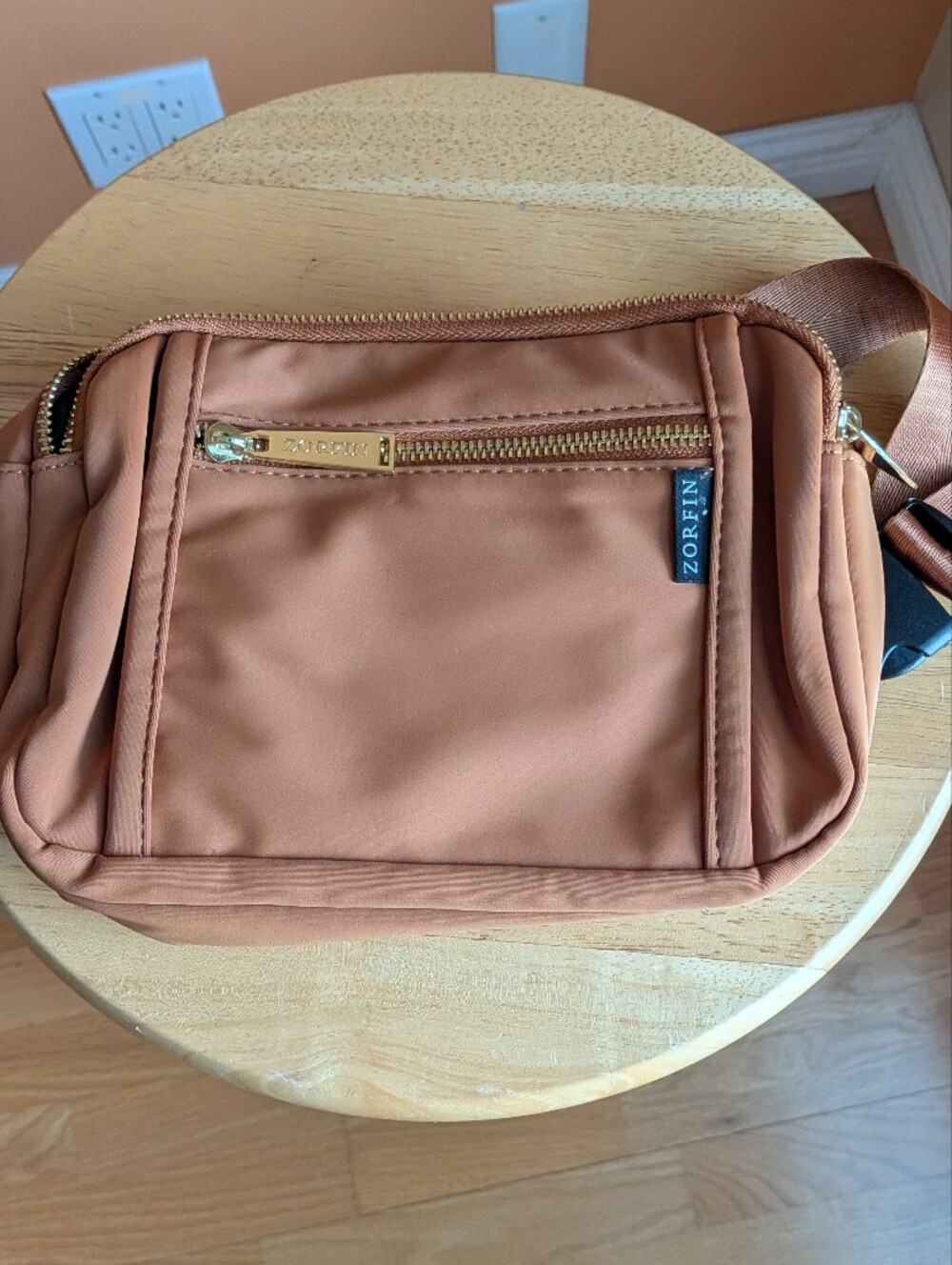 ZORFIN Men's Crossbody Bag in Rust Brown - Compact Everyday Carry Fanny Packs